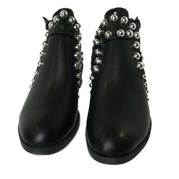 Fersini Italian Leather Ankle Boots Black Studded Booties Cutout Women's 9.5 - Picture 5 of 12